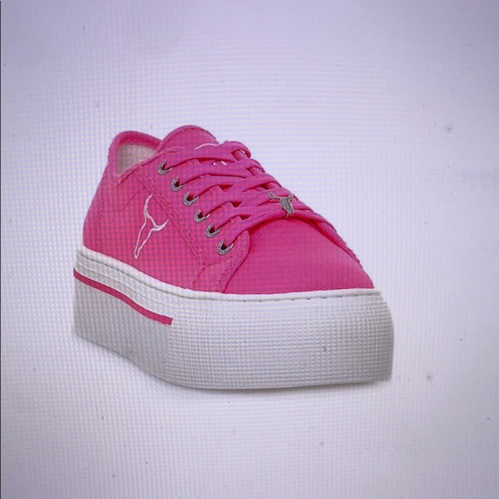 Windsor Smith platform canvas sneaker neon pink